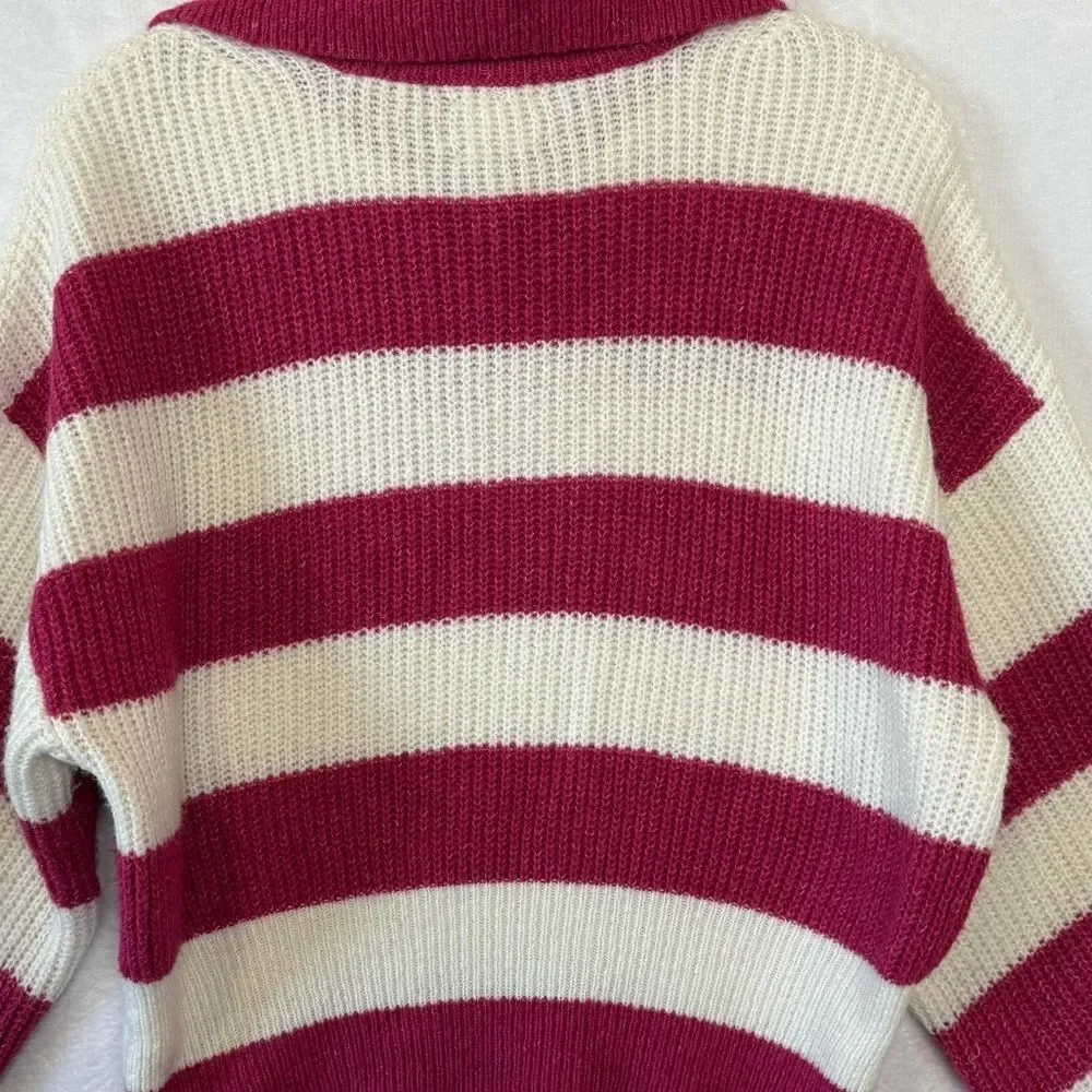 ASOS Design Pink and‎ White Rugby Striped Women's Sweater Size 4 Preppy